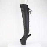 Vegan 20 cm CRAZE-3019 Heelless platform overknee boots pony heels black
