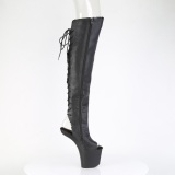 Vegan 20 cm CRAZE-3019 Heelless platform overknee boots pony heels black
