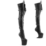 Vegan 20 cm CRAZE-3028 Heelless overknee damenstiefel pony heels schwarze