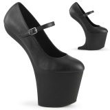 Vegan 20 cm CRAZE-880 Heelless pumps pony heels schwarze