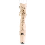 Vegan 20 cm FLAMINGO-1051FS exotic platform peeptoe stiefel beige