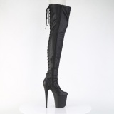 Vegan 20 cm FLAMINGO-3850 high heeled thigh high boots with lace up