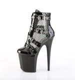 Vegan 20 cm FLAMINGO exotic platform stiefel mit schnalle schwarz