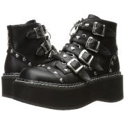 Vegan 5 cm DemoniaCult EMILY-315-1 gothic stiefeletten mit schnalle