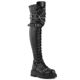 Vegan 6,5 cm RENEGADE-320 overknee springerstiefel mit schnallen