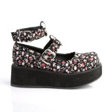 Vegan 6 cm DemoniaCult SPRITE-02 Leinenstoff mary jane pumps