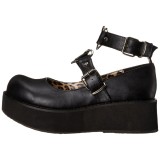 Vegan 6 cm DemoniaCult SPRITE-02 Schwarze mary jane pumps