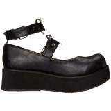 Vegan 6 cm DemoniaCult SPRITE-02 Schwarze mary jane pumps