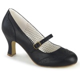 Vegan 7,5 cm FLAPPER-32 maryjane pumps retro vintage schwarz