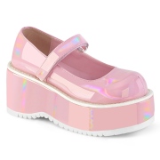 Vegan 8,5 cm DemoniaCult DOLLIE-01 Rosa mary jane pumps