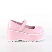 Vegan 8,5 cm DemoniaCult DOLLIE-01 Rosa mary jane pumps