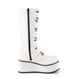 Vegan 8,5 cm TRASH518 cyberpunk kniehohe plateaustiefel herren weiss