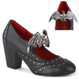 Vegan 8 cm VIVIKA-32 gothic maryjane pumps mit fledermausflügel