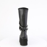 Vegan 9 cm DAMNED-220 kniehohe plateaustiefel damen mit schnürung