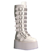 Vegan 9 cm DAMNED-318 alternative plateaustiefel mit schnalle weiss