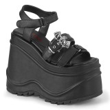 Vegan Black 15 cm Demonia WAVE-13 lolita platform wedge sandals