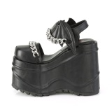 Vegan Black 15 cm DemoniaCult WAVE-20 lolita platform wedge sandals