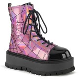 Vegan Hologramm 5 cm SLACKER-88 Demonia stiefeletten mit plateau