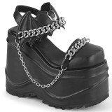 Vegan Schwarz 15 cm DemoniaCult WAVE-20 lolita plateau wedge sandaletten