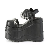 Vegan Schwarz 15 cm DemoniaCult WAVE-20 lolita plateau wedge sandaletten