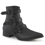 Vegan WARLOCK-50-B demoniacult pointed boots - mens winklepicker boots 3 buckles