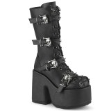 Vegan black 13 cm CAMEL-115 chunky heel platform boots