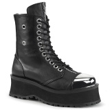 Vegan leather GRAVEDIGGER-10 demonia ankle boots - steel toe combat boots