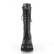 Vegan plateaustiefel 11,5 cm SHAKER-72 gothic schnürstiefel damen schwarz