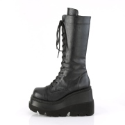 Vegan plateaustiefel 11,5 cm SHAKER-72 gothic schnürstiefel damen schwarz