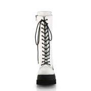 Vegan plateaustiefel 11,5 cm SHAKER-72 gothic schnürstiefel damen weiss