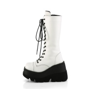 Vegan plateaustiefel 11,5 cm SHAKER-72 gothic schnürstiefel damen weiss