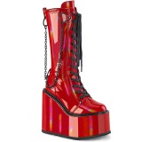 Vegan red 14 cm SWING-150 cyberpunk platform boots