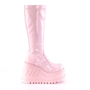 Vegan rosa 12 cm STOMP-200 cyberpunk plateau wedges stiefel