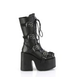 Vegan schwarze blockabsatz 13 cm CAMEL-115 chunky plateaustiefel