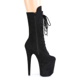 Vegan suede 20 cm FLAMINGO-1050FS Exotic pole dance boots in black