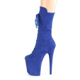 Vegan suede 20 cm FLAMINGO-1050FS Exotic pole dance boots in blue