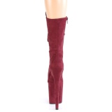 Vegan suede 20 cm FLAMINGO-1050FS Exotic pole dance boots in bordo