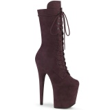 Vegan suede 20 cm FLAMINGO-1050FS Exotic pole dance boots in brown