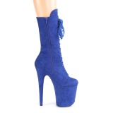 Vegan suede 20 cm FLAMINGO-1050FS exotic pole dance stiefel in blau