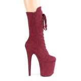 Vegan suede 20 cm FLAMINGO-1050FS exotic pole dance stiefel in bordo