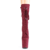 Vegan suede 20 cm FLAMINGO-1050FS exotic pole dance stiefel in bordo