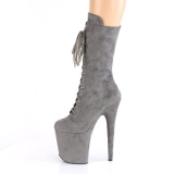 Vegan suede 20 cm FLAMINGO-1050FS exotic pole dance stiefel in grau