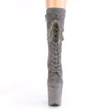 Vegan suede 20 cm FLAMINGO-1050FS exotic pole dance stiefel in grau