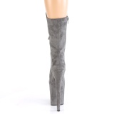 Vegan suede 20 cm FLAMINGO-1050FS exotic pole dance stiefel in grau