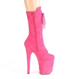 Vegan suede 20 cm FLAMINGO-1050FS exotic pole dance stiefel in pink