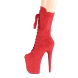 Vegan suede 20 cm FLAMINGO-1050FS exotic pole dance stiefel in rot