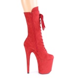 Vegan suede 20 cm FLAMINGO-1050FS exotic pole dance stiefel in rot