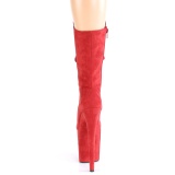 Vegan suede 20 cm FLAMINGO-1050FS exotic pole dance stiefel in rot