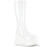 Vegan weiss 12 cm STOMP-200 cyberpunk plateau wedges stiefel