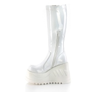 Vegan weiss 12 cm STOMP-200 cyberpunk plateau wedges stiefel